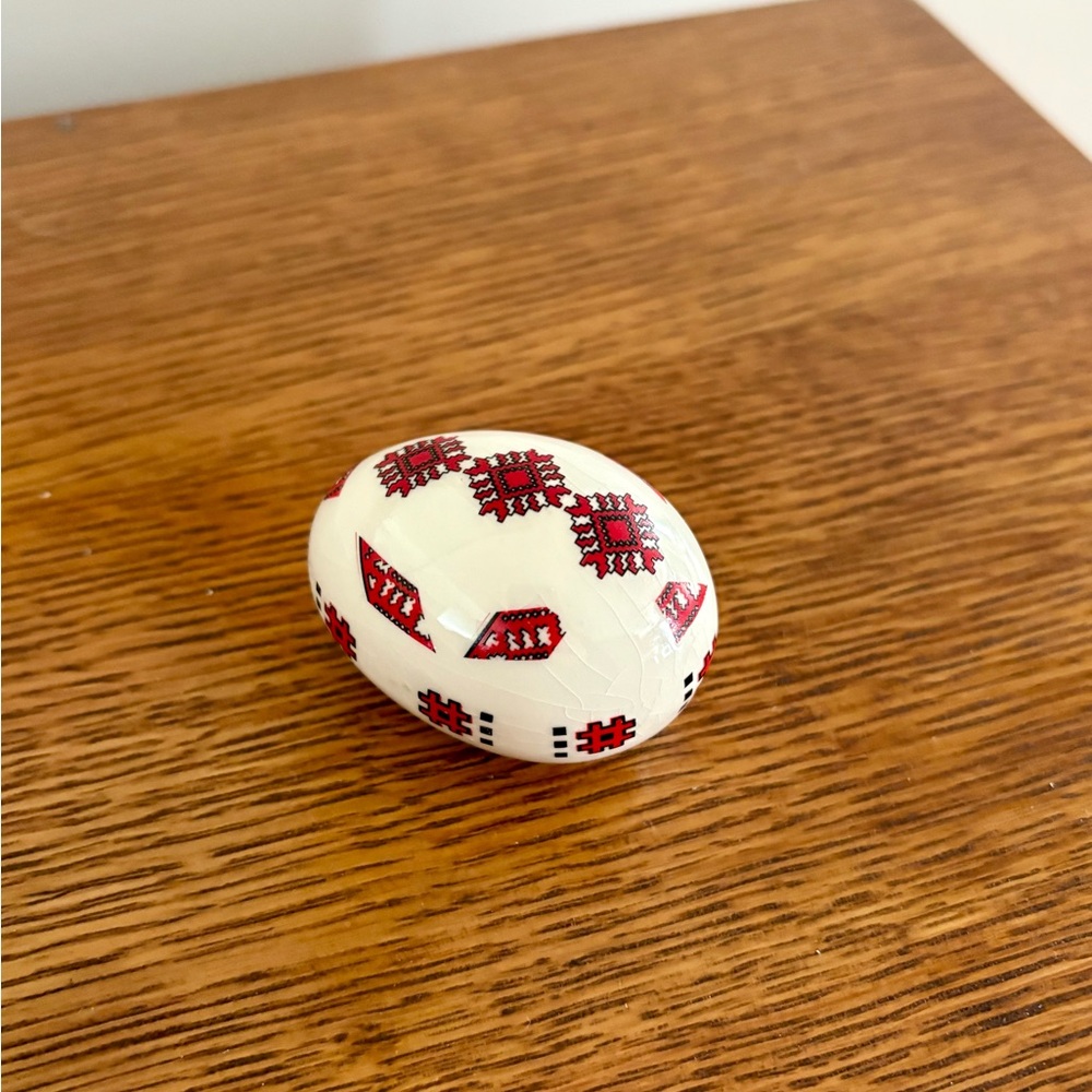 Ukrainian White and Red Easter Egg